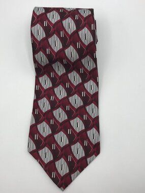 Stafford Men's Red Silver 100% Silk 4" X 57" Tie Made In U.S.A.